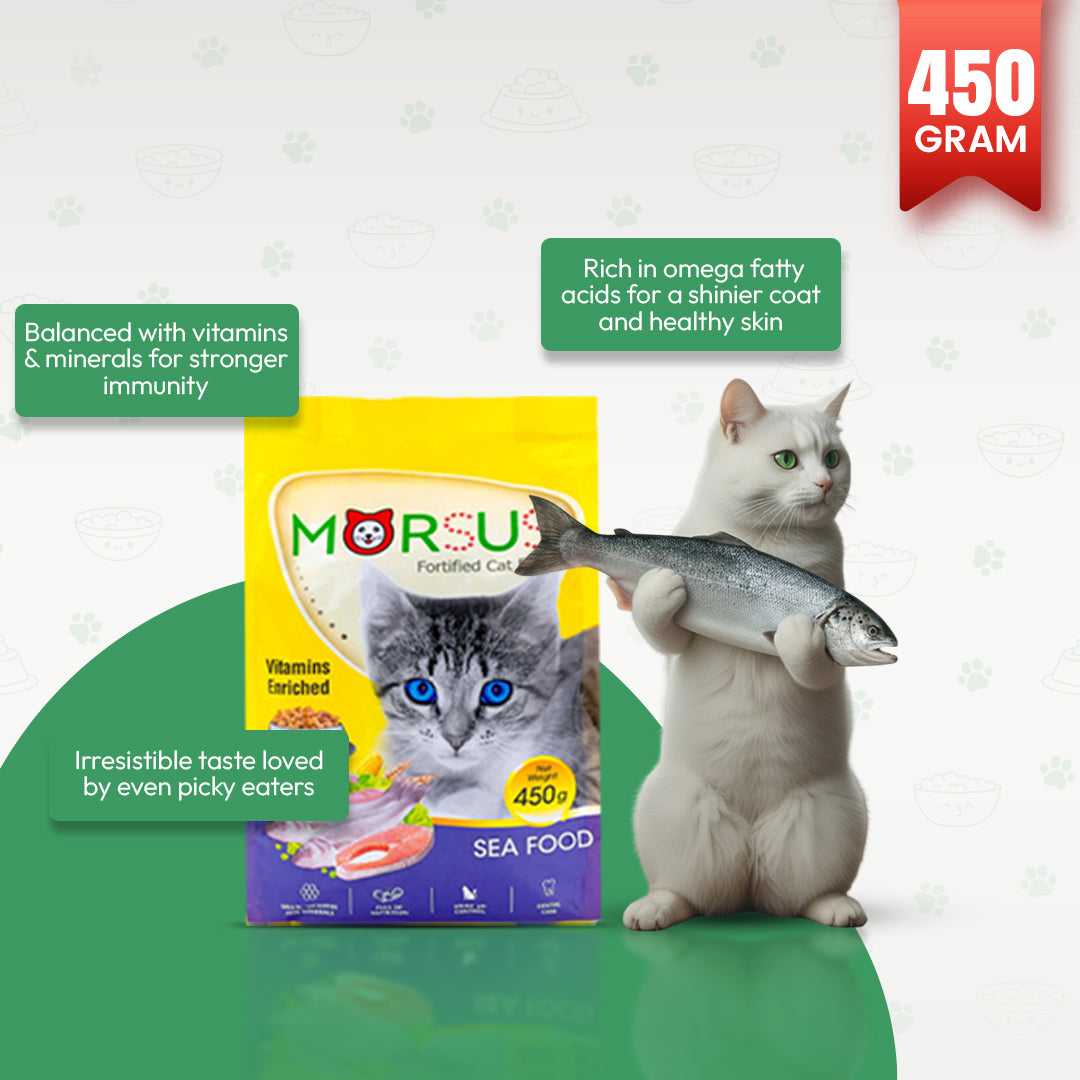 Morsus Adult Cat Food (1+ year)- Seafood Flavour 450g