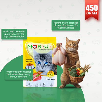 Morsus Adult Cat Food (1+ year)- Chicken Flavour 450g