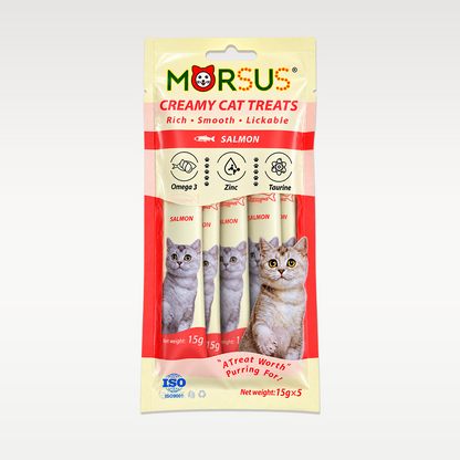 Morsus Creamy Cat Treats - Salmon Flavor 75g (5 x 15g)